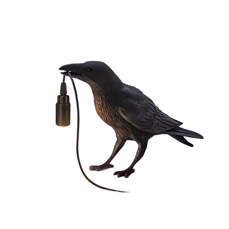 E14-Bulb with Plug Gothic Raven Lamp Vintage Resin Bird Lamp for Nightstand, Office, Living Room Farmhouse Art Deco Style