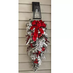 Cordless Prelit Holiday Trim | LED Lights, Auto-Timer & Premium Red/White Decor