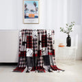 Christmas Elk Snowman Santa Claus Print Blanket Winter Double-sided Flannel Blanket