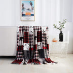 Christmas Elk Snowman Santa Claus Print Blanket Winter Double-sided Flannel Blanket