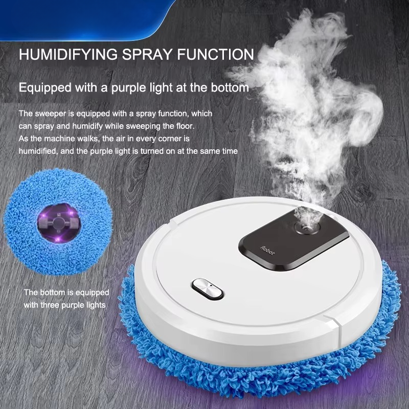 Smart Robot Vacuum Cleaner with Dry and Wet Mopping and Humidifying Spray