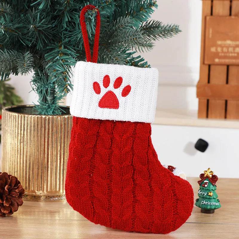 Cute Letters Christmas Stockings Decorative Creative Tree Pendant Wool Knitted Socks