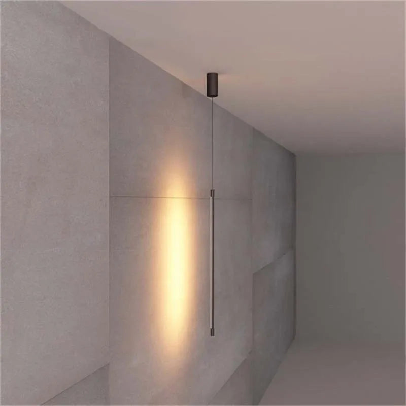 Pendant Light Slim Black Metal Bedroom Lamp