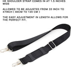47 inch bag replacement shoulder strap | Padded & Adjustable - Perfect for travel bags, laptop bags, briefcases, camera bags, messenger bags, diaper bags & more (Black)