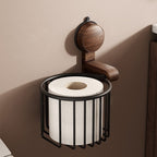 Walnut Wood Toilet Paper Holder – Drill-Free with Suction Cup