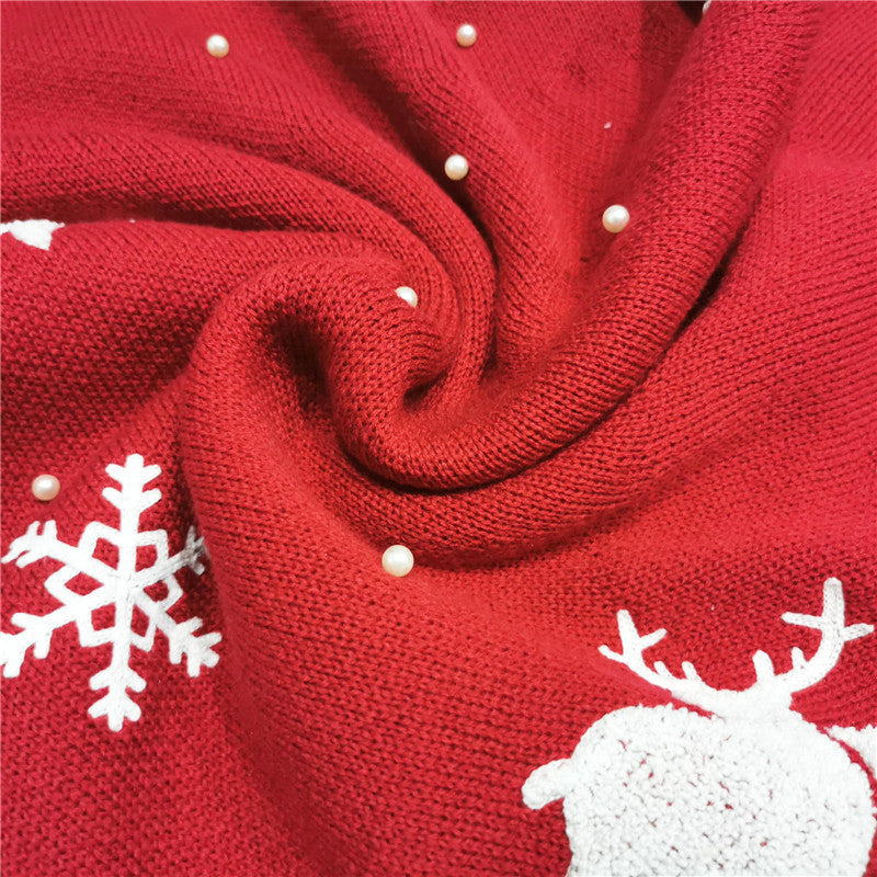 Christmas Tree Skirt Floor Mat Decoration Home Decoration Knitted Floor Mat Decoration Pearl Embellishment