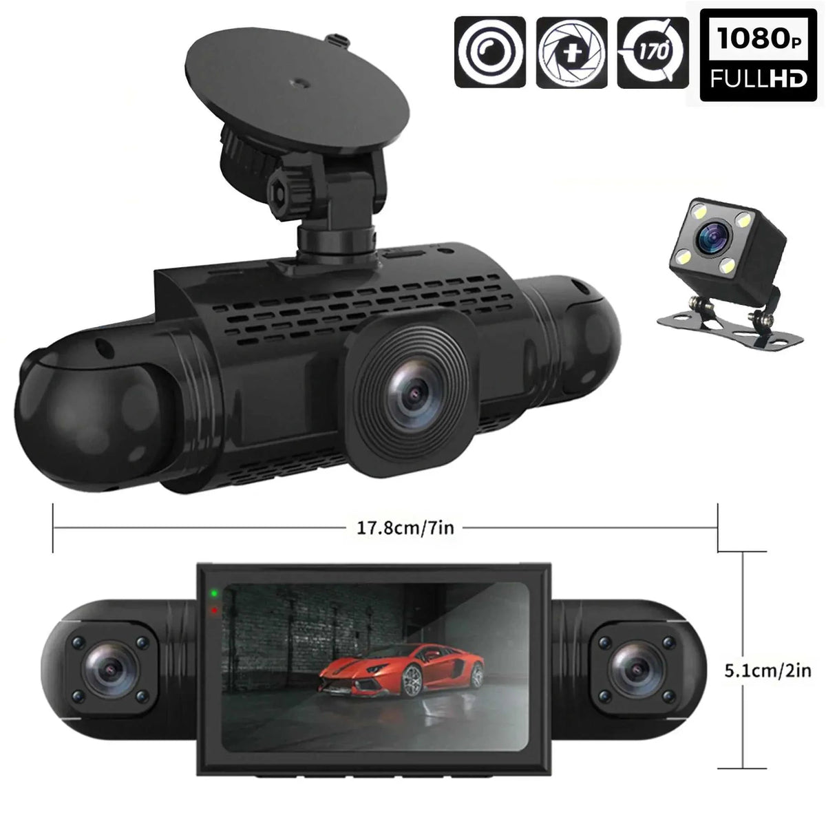 360° Car Dashcam | DashGard Pro CX360 | Full HD Driving Recorder with Night Vision & Parking Monitor