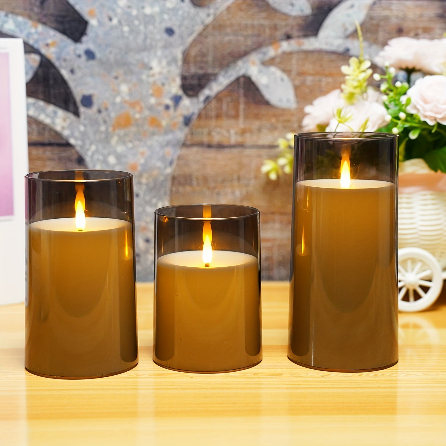 FlamelessGlow – Gray LED Candle with Timer