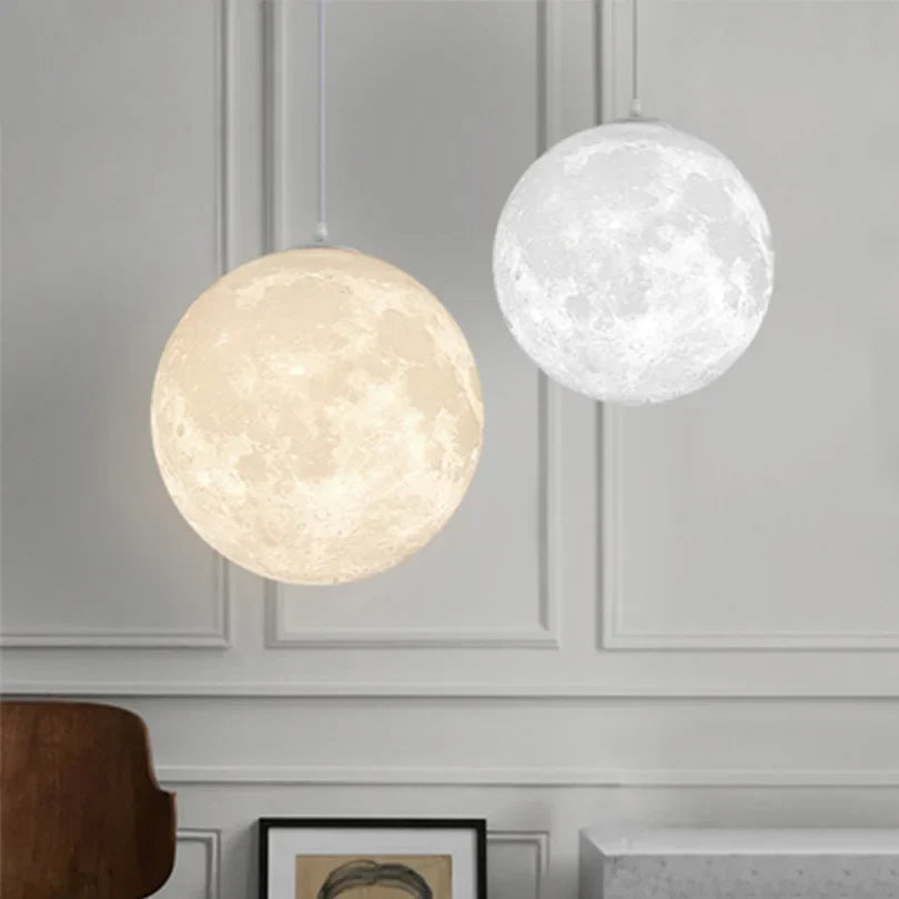 Lunar LED pendant light - Moon design hanging lamp for living room & bedroom
