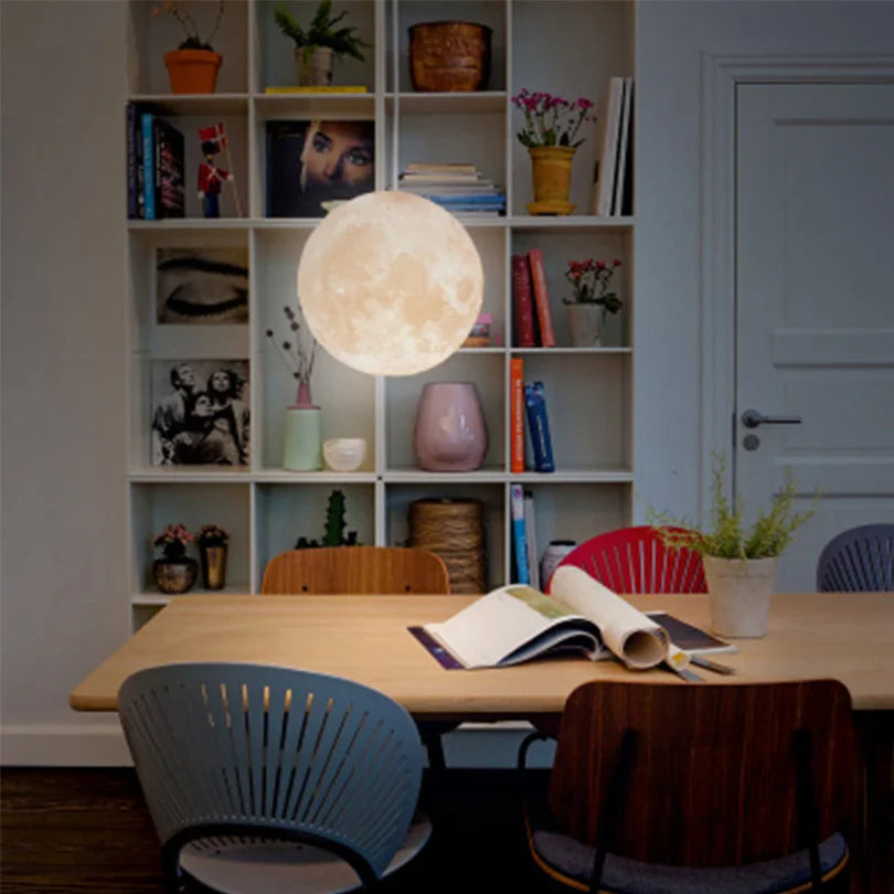 Lunar LED pendant light - Moon design hanging lamp for living room & bedroom