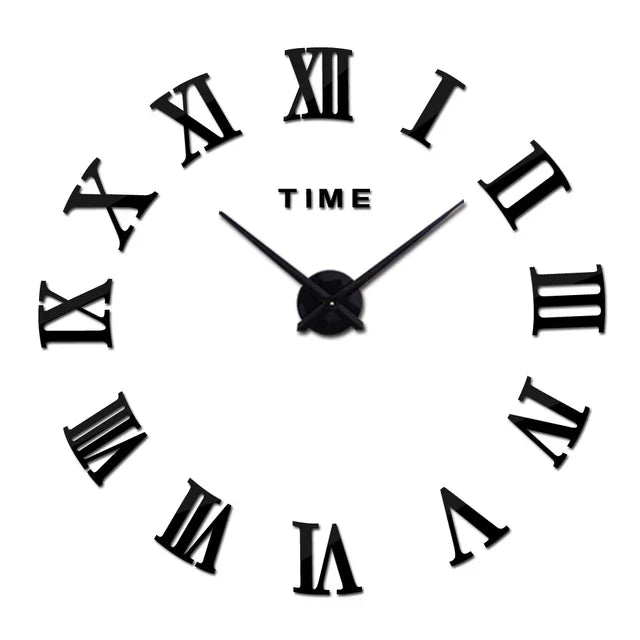 ImperialHour Large Wall Clock Black with Roman Numerals