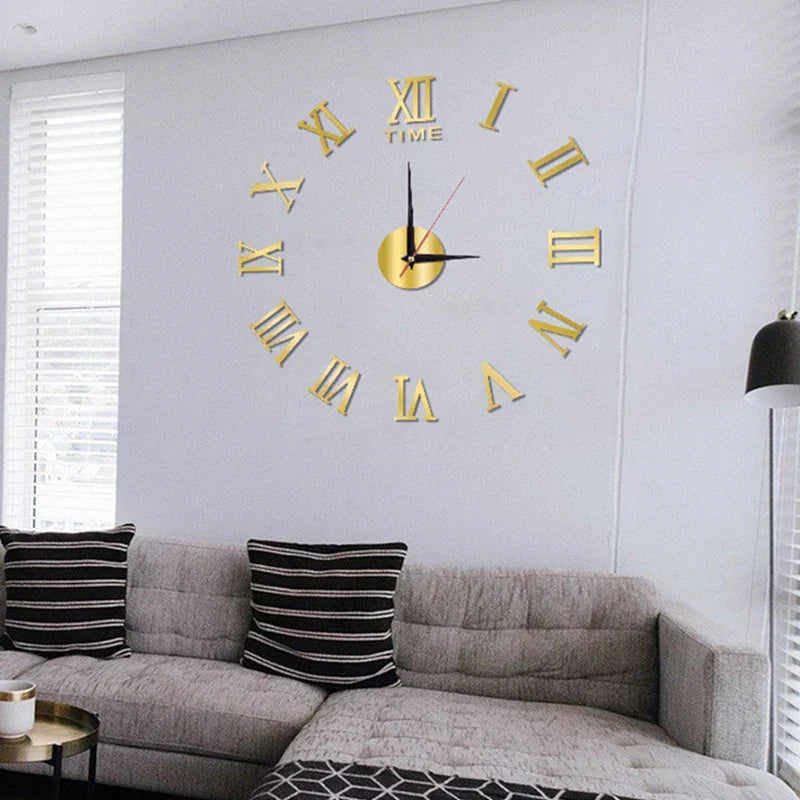 ImperialHour Large Wall Clock Black with Roman Numerals