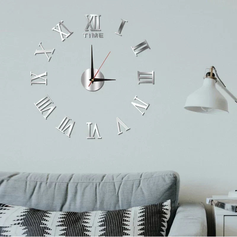 ImperialHour Large Wall Clock Black with Roman Numerals