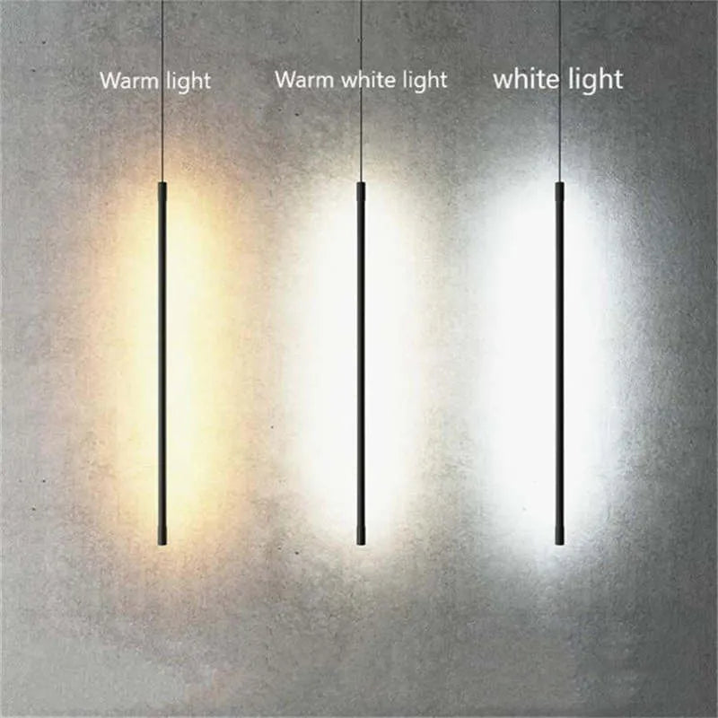 Pendant Light Slim Black Metal Bedroom Lamp