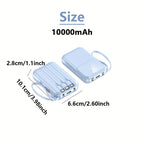 10000mAh Portable Power Bank with Fast Charging and Built-in Cables – Compact Phone Charger with LED display