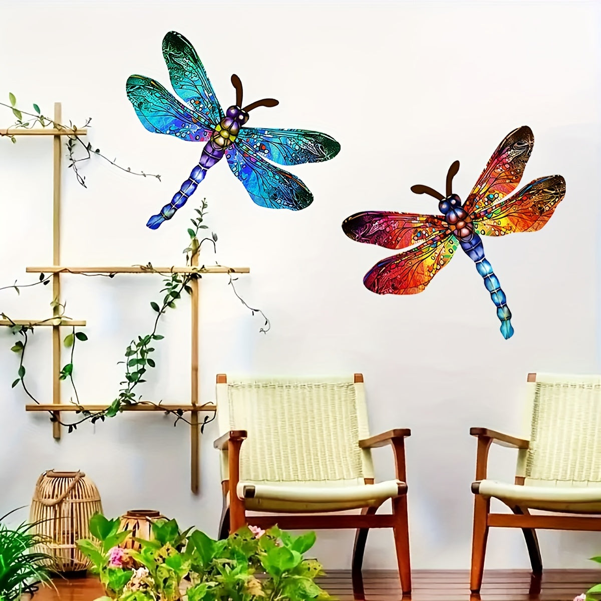 1/2 piece vibrant dragonfly wall art made of metal – artistic outdoor decoration for gardens, homes, and events – durable, versatile, and eye-catching – a perfect gift idea for any occasion