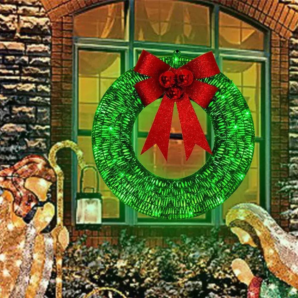 Front Door Wreath Bowknot Luminous LED Light Christmas Garland