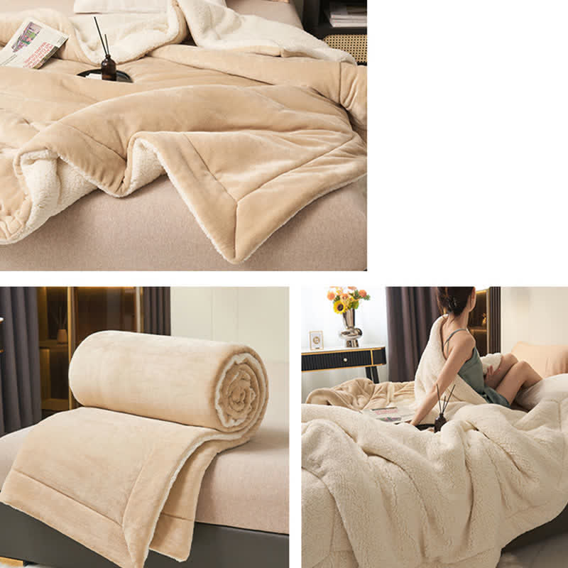 Solid thick double-sided velvet cube blanket