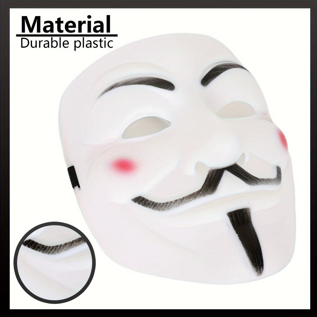 Men's Full Face Plastic Halloween Mask | Anonymous Cosplay