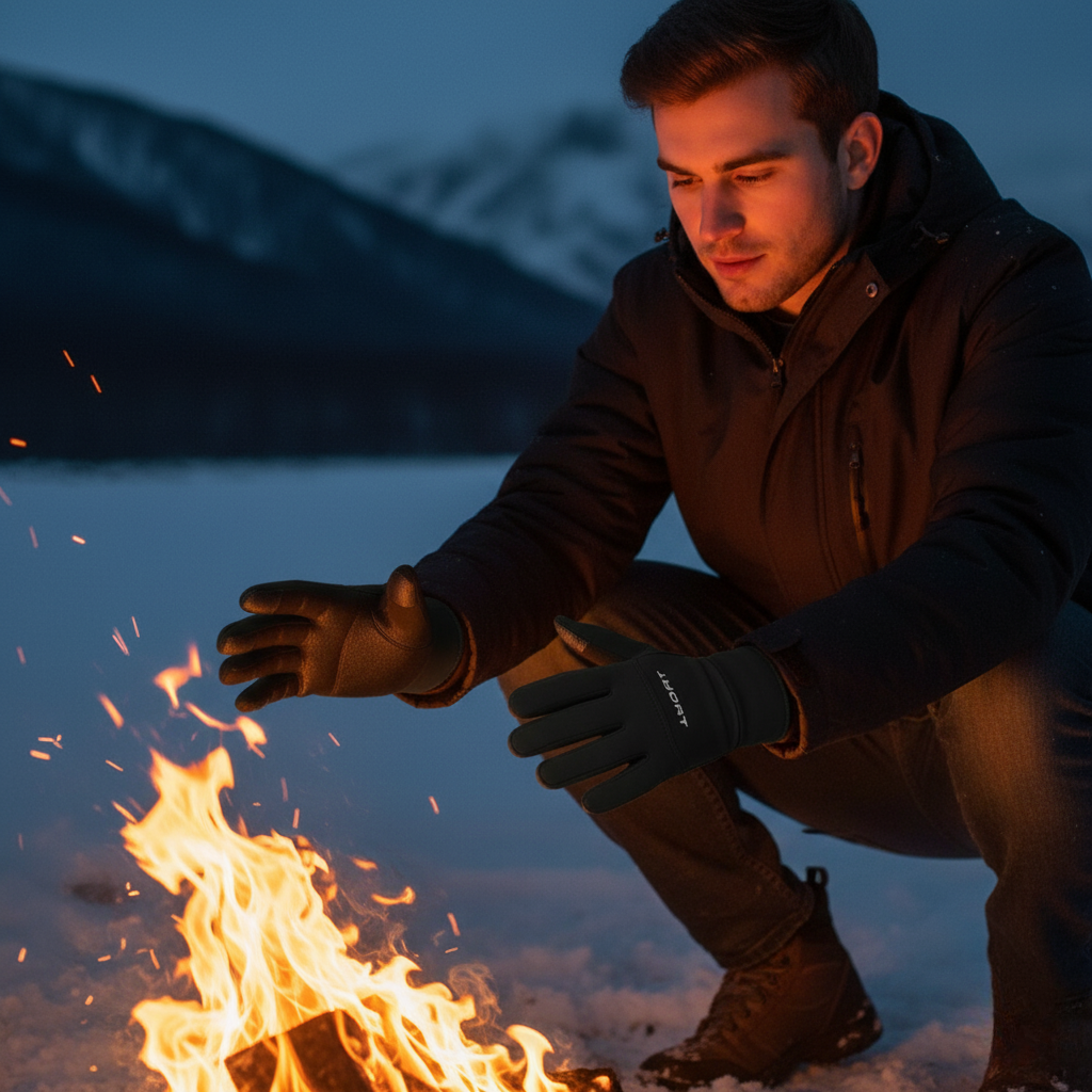 Winter gloves with grip for snow, rain & cold