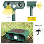 Solar Power Ultrasonic Pest Repeller Infrared Sensor Waterproof Animal Repellent