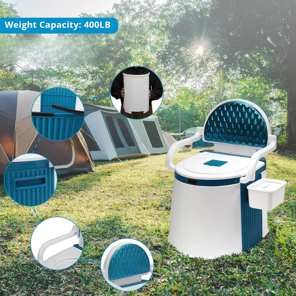 Portable Comfort Commode with 5-Gallon Capacity and Sturdy Handrails