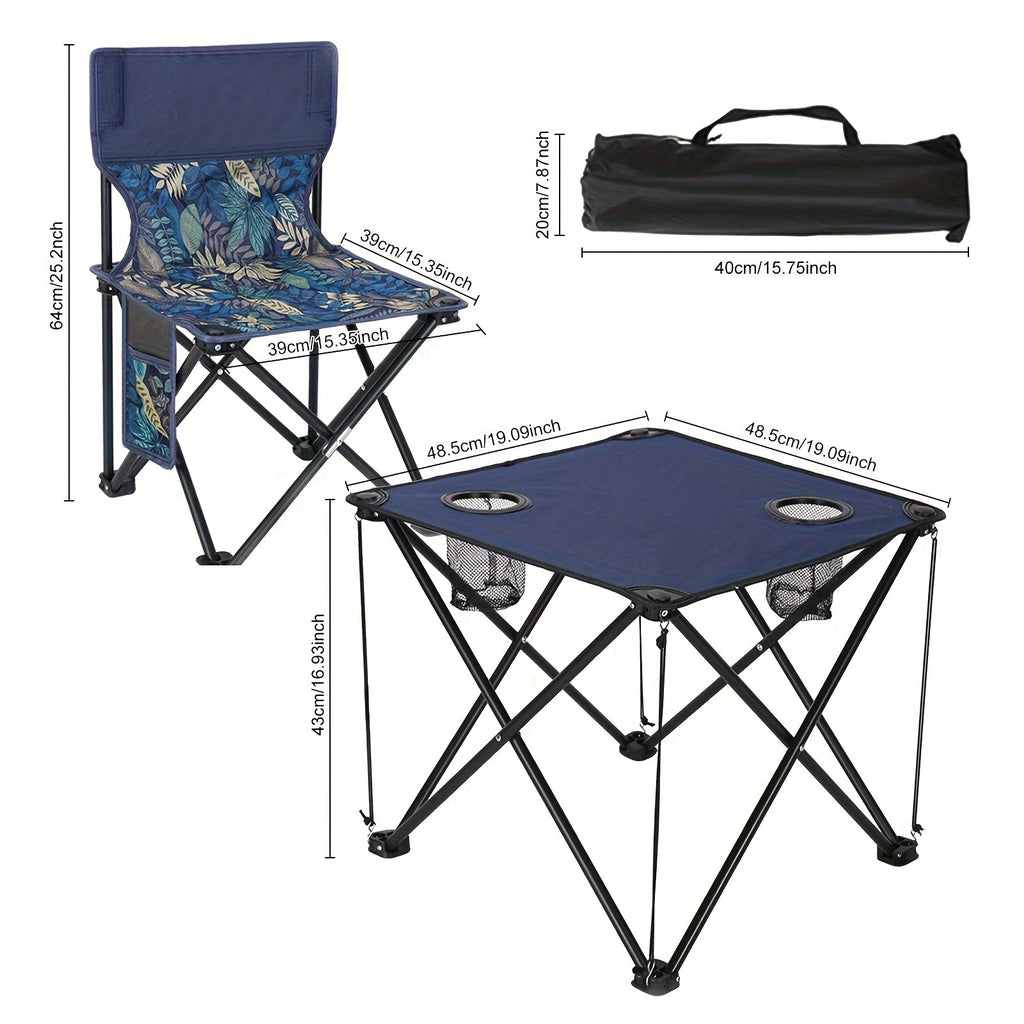 Foldable Garden Seating Group Campafleur | 2 Chairs & 1 Table | Floral Pattern | Portable & Weatherproof