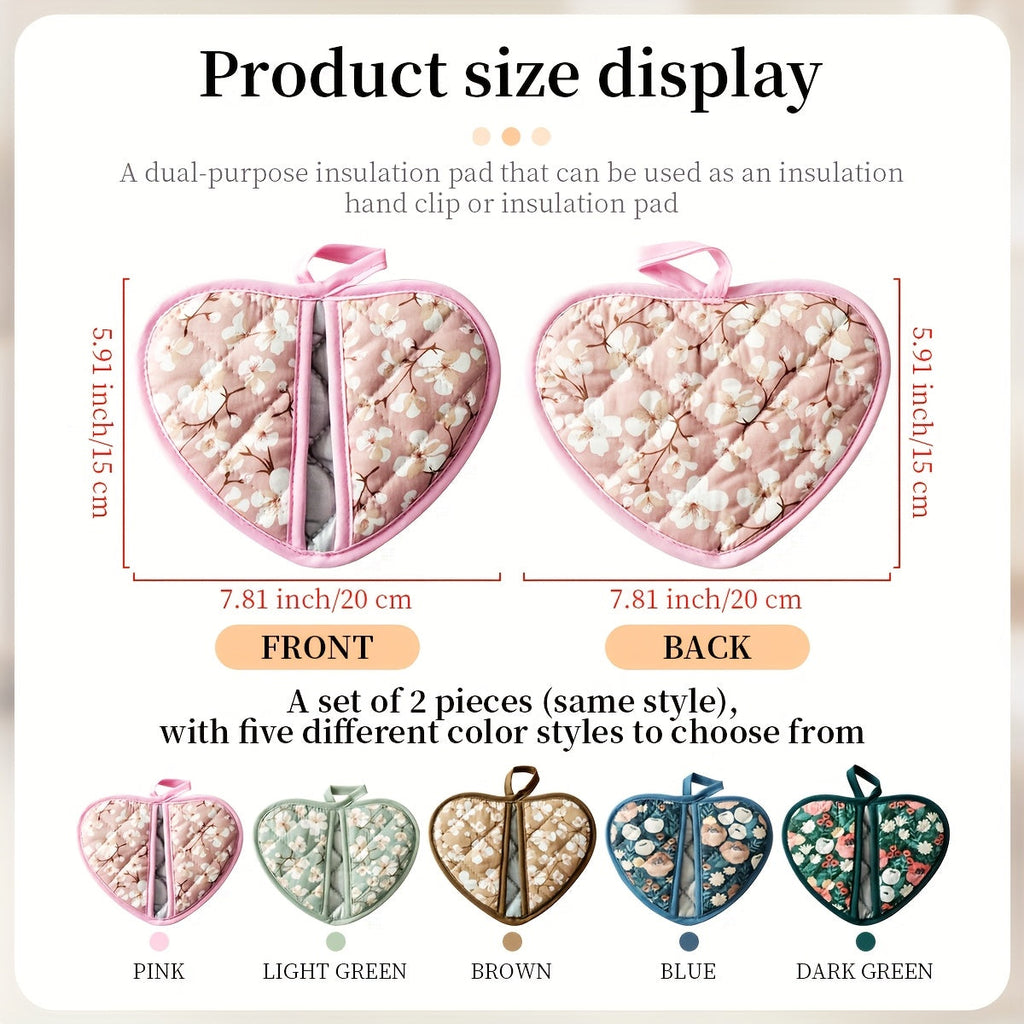 KeukenHart Heat Resistant Oven Mitt Set – Decorative Heart Shaped Grip Pads