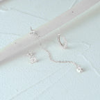 3pc Dainty Floral Tassel Chain Earrings Set