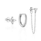 3pc Dainty Floral Tassel Chain Earrings Set