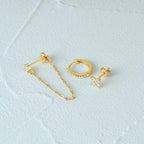 3pc Dainty Floral Tassel Chain Earrings Set