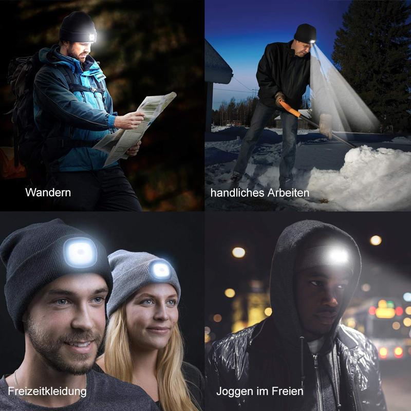 Removable LED Headlamp Beanie Hat
