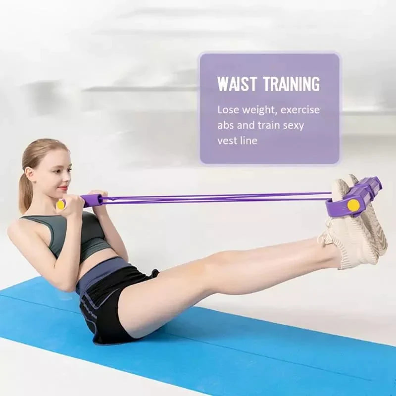 Pull-Rope Ab Exerciser with Pedals and Resistance Band