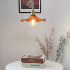 Hanging lamp with a floral pattern that creates a cozy atmosphere