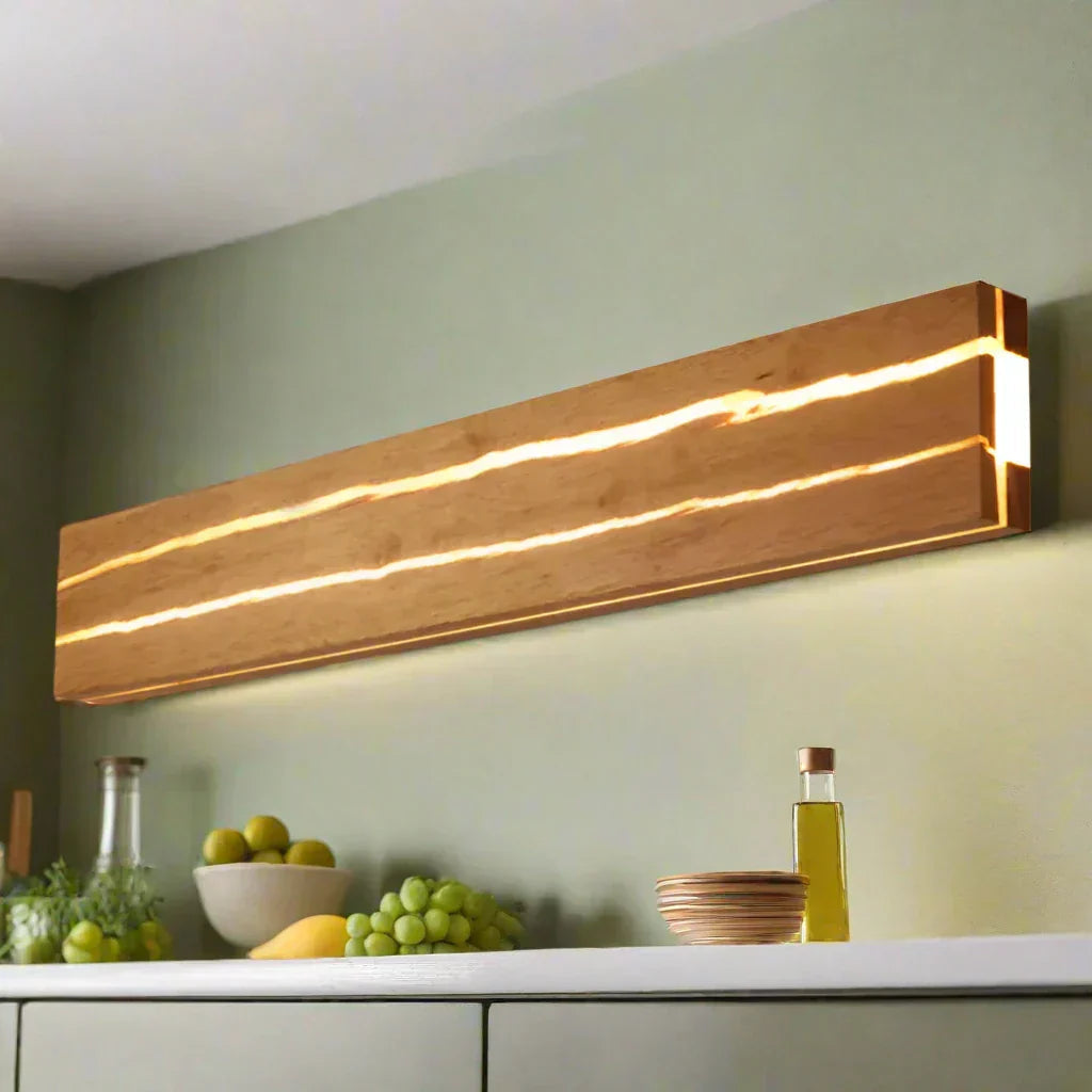 Wall Lamp Made of Natural Wood Harmonious Lighting and Durable Construction