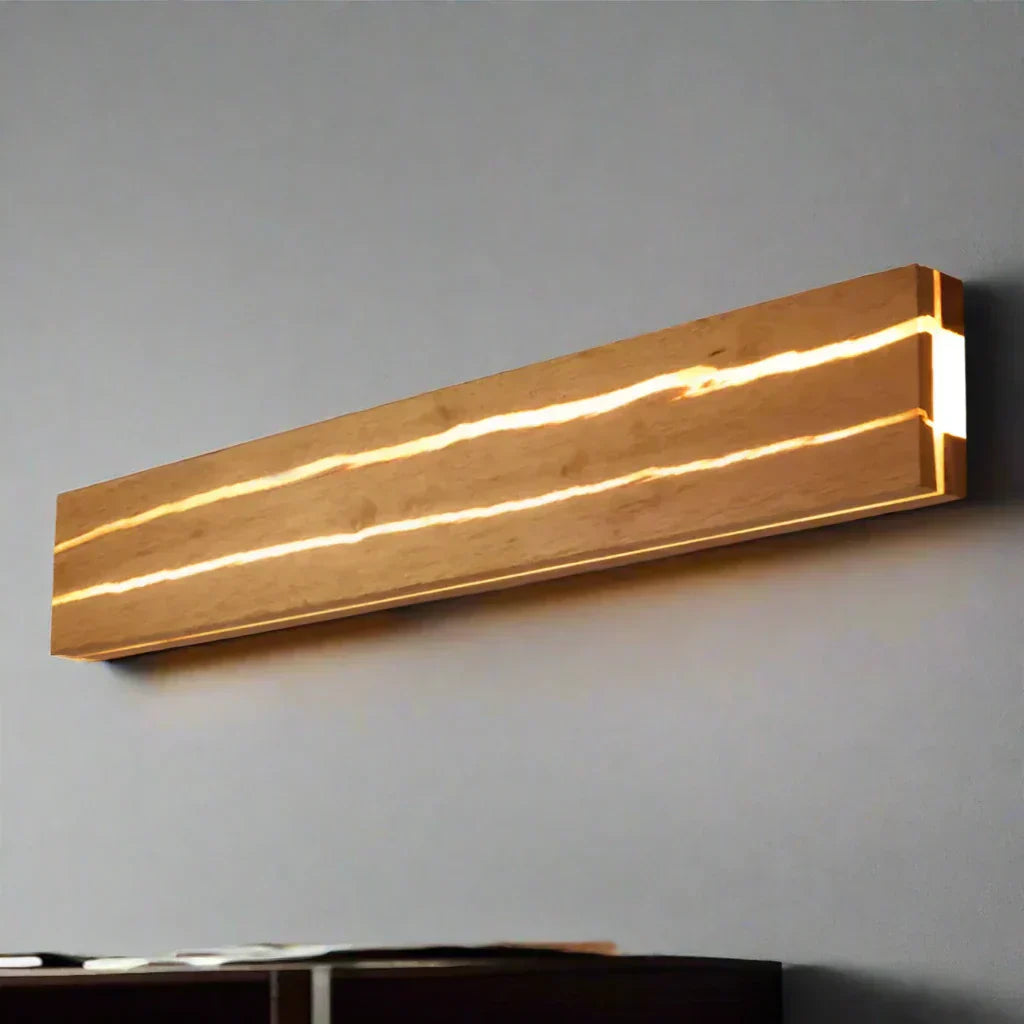 Wall Lamp Made of Natural Wood Harmonious Lighting and Durable Construction