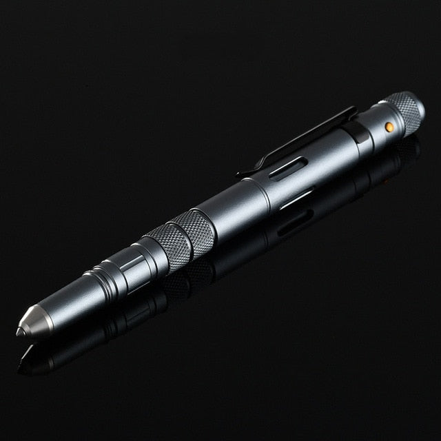 Tactical Pen Flashlight Bottle Opener Emergency Glass Cutter