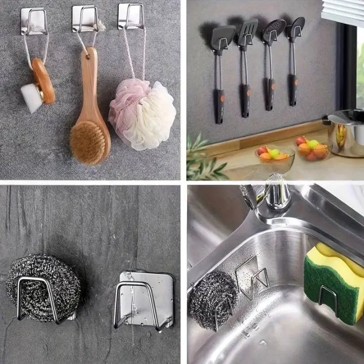 4 pieces | Stainless steel wall holder – Self-adhesive and space-saving