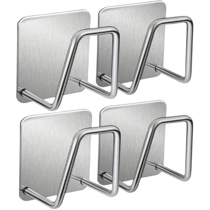 4 pieces | Stainless steel wall holder – Self-adhesive and space-saving