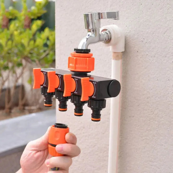 4-Way Garden Hose Connector – Efficient Watering for Your Garden