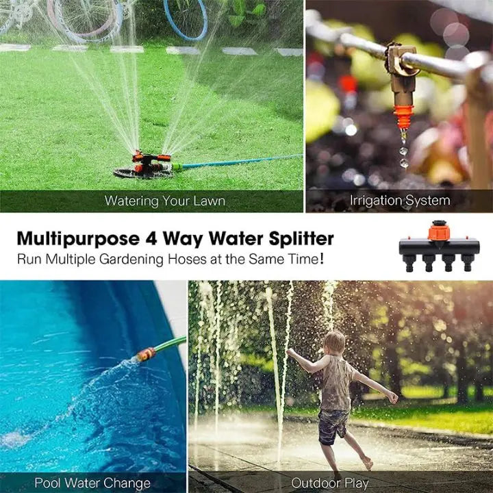 4-Way Garden Hose Connector – Efficient Watering for Your Garden