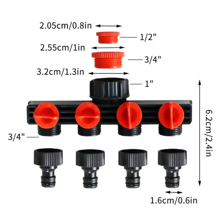 4-Way Garden Hose Connector – Efficient Watering for Your Garden