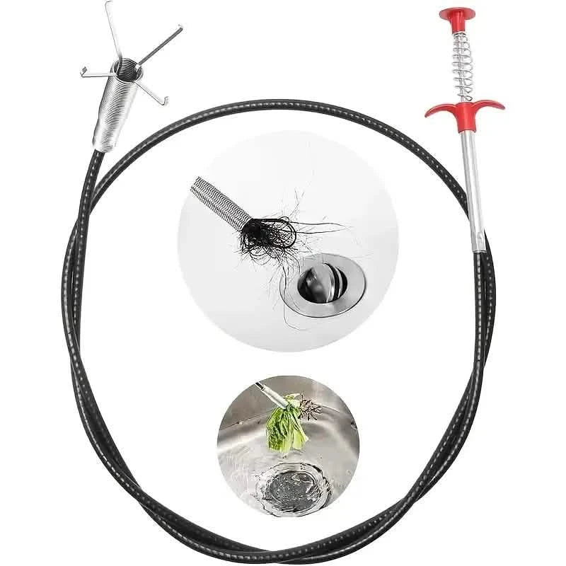 4-Claw Pipe Cleaner, Spring Installation Tool for Kitchen and Bathroom, Hair and Dirt Catcher
