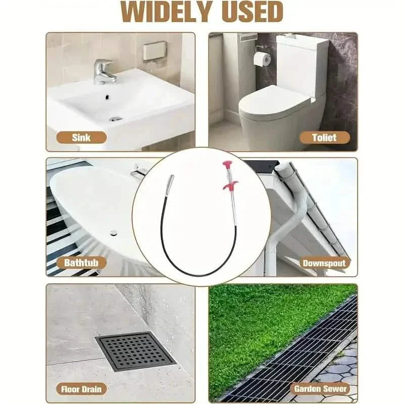 4-Claw Pipe Cleaner, Spring Installation Tool for Kitchen and Bathroom, Hair and Dirt Catcher