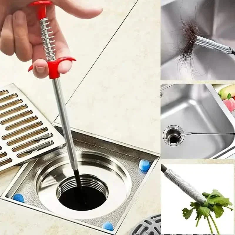 4-Claw Pipe Cleaner, Spring Installation Tool for Kitchen and Bathroom, Hair and Dirt Catcher