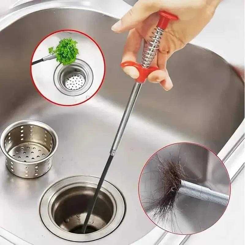 4-Claw Pipe Cleaner, Spring Installation Tool for Kitchen and Bathroom, Hair and Dirt Catcher