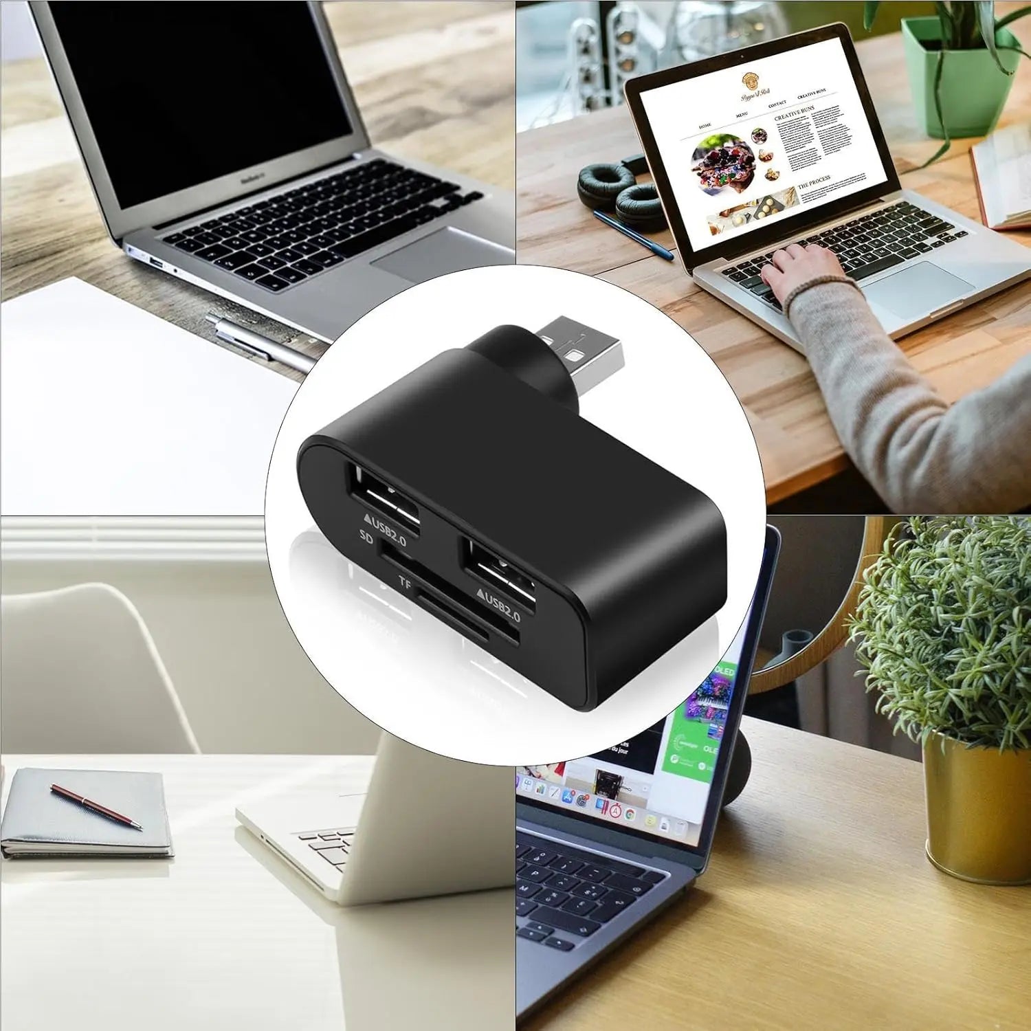4-in-1 Redatable USB hub – More ports, less clutter