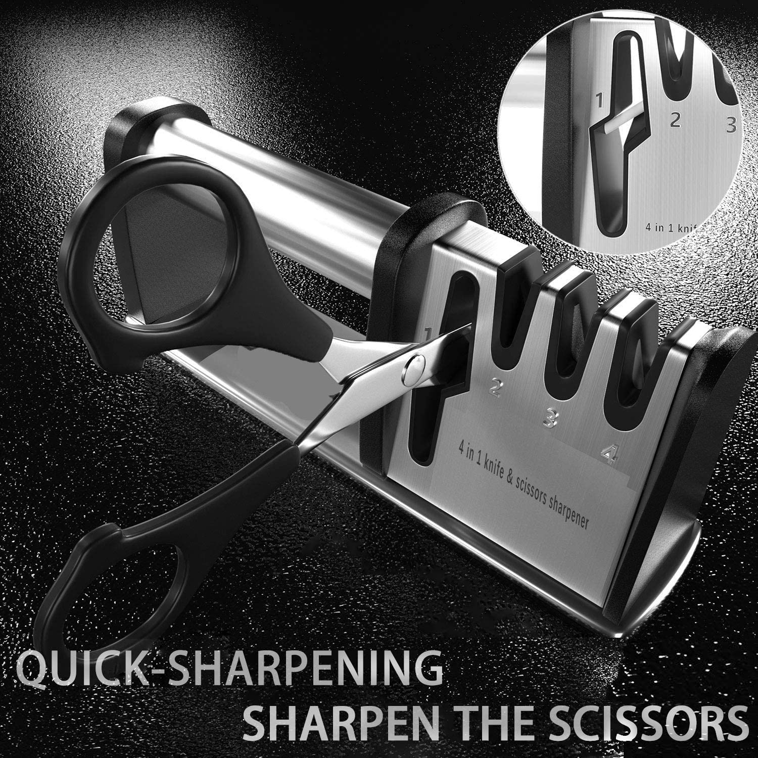 4-in-1 kitchen knife and scissors sharpening tool