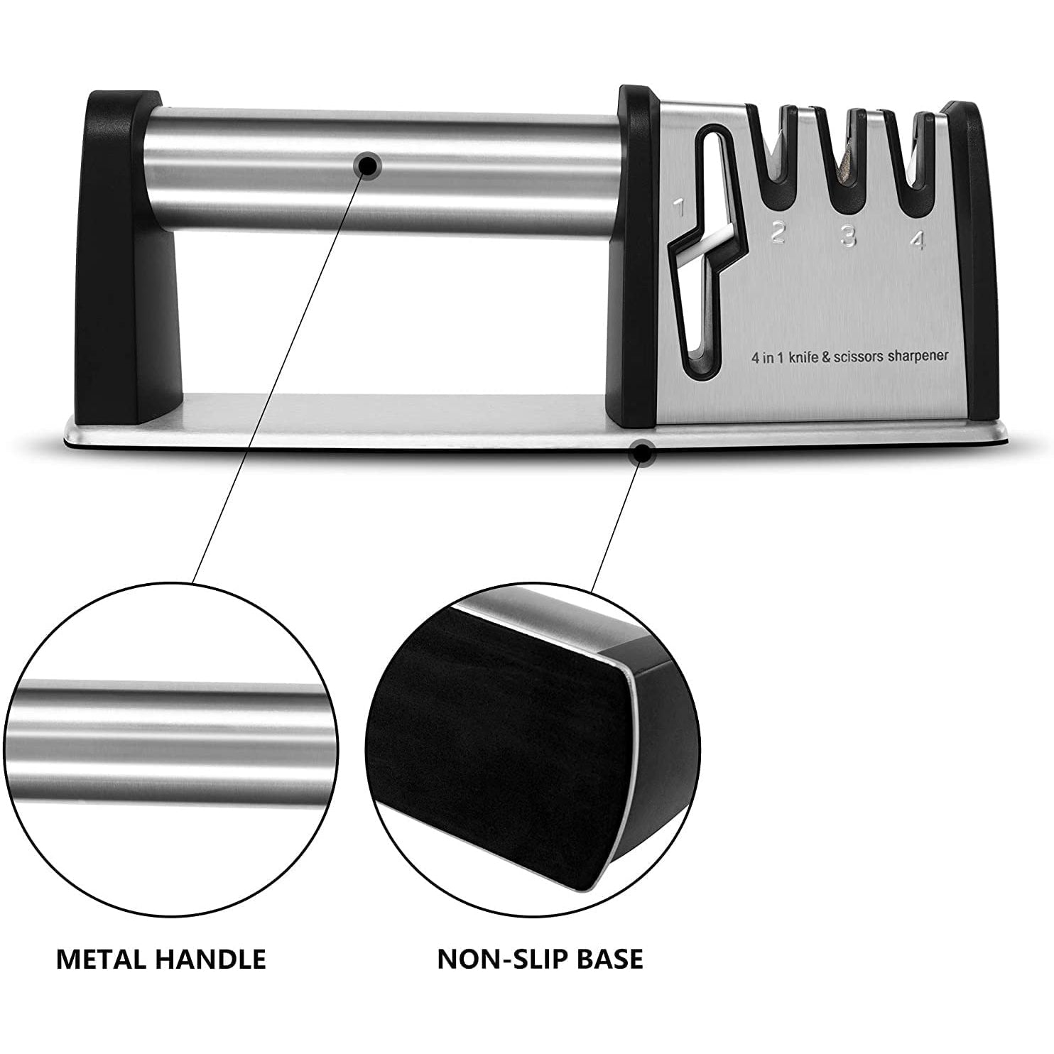 4-in-1 kitchen knife and scissors sharpening tool