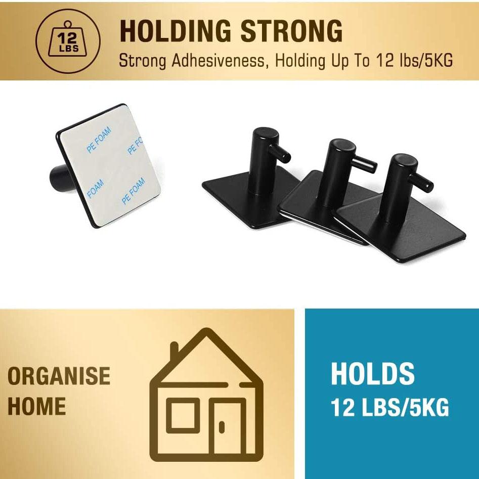 4-Pack: Heavy Duty Durable 304 Stainless Steel Wall Hooks